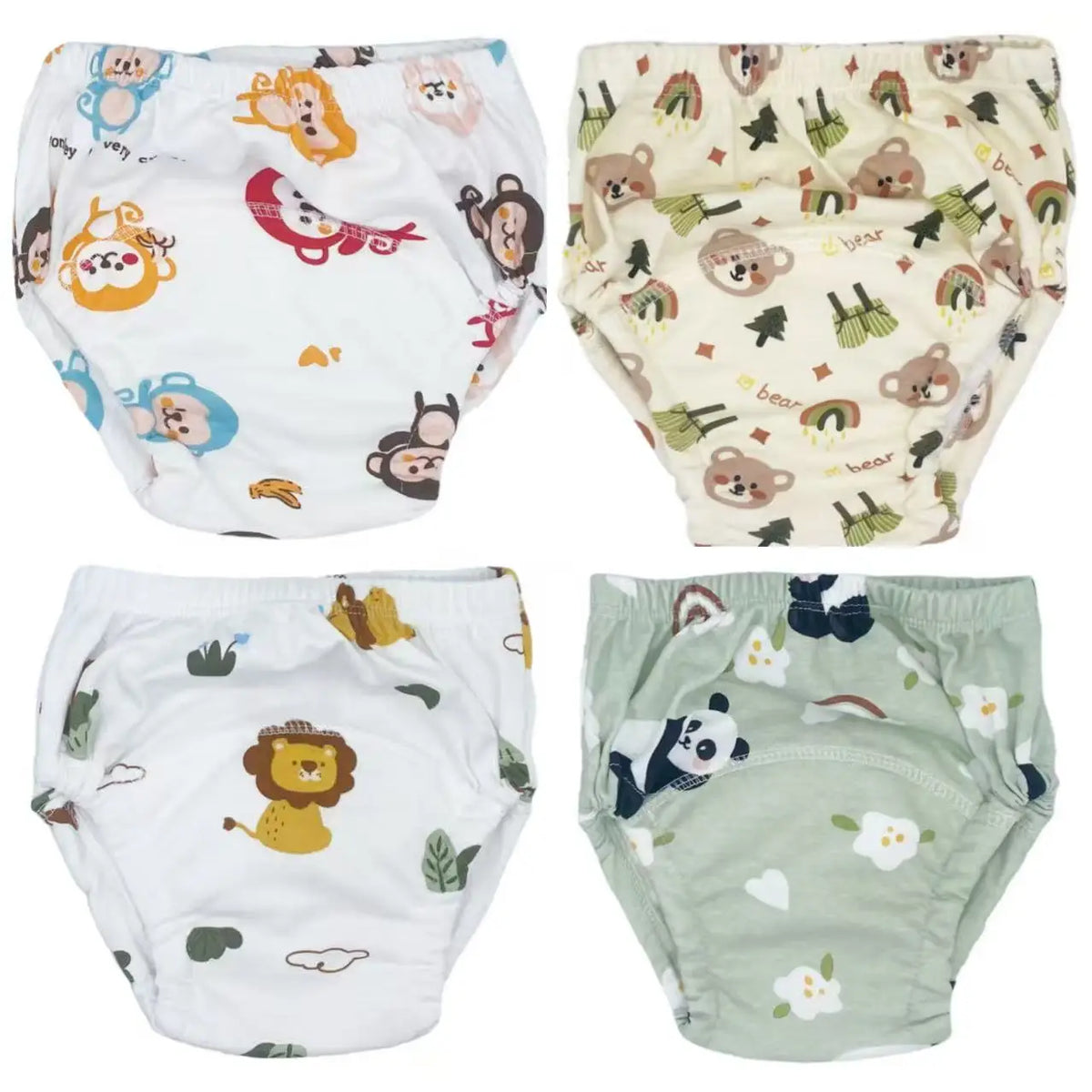 4PCS Reusable Cotton Baby Diapers for Potty Training