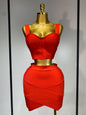 Women Bodycon Bandage Two Piece Set Black White