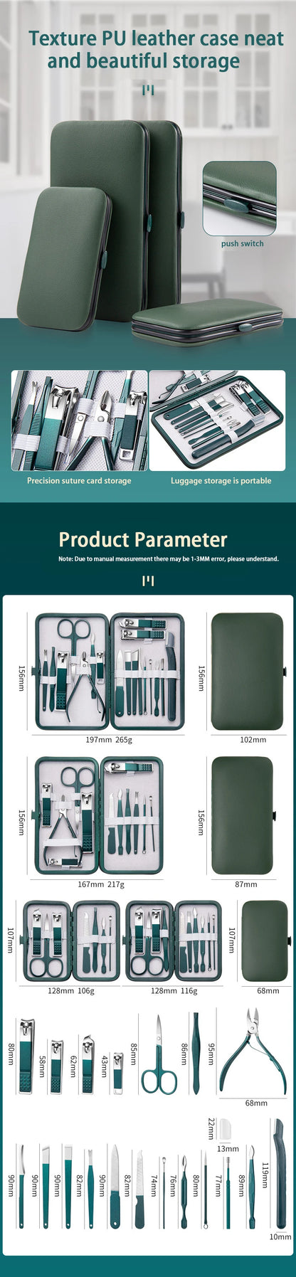 Stainless Steel Nail Care Kit with Travel Case