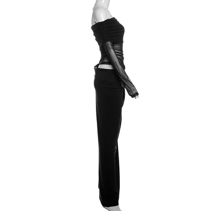 Elegant Slash Neck Ruched Mesh Dress for Women