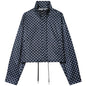 Polka Dot Bomber Jacket Women's Zip Up Crop Coat
