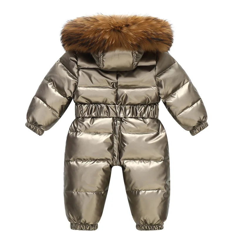 Children's Waterproof Hooded Down Snowsuit for Winter