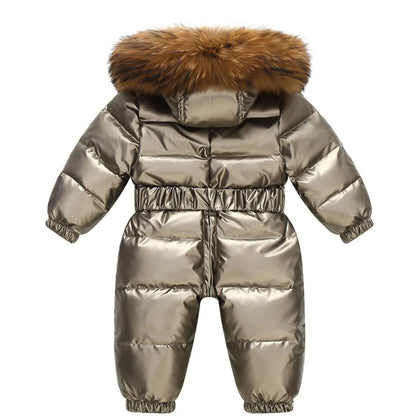 Children's Waterproof Hooded Down Snowsuit for Winter