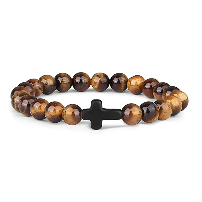 Natural Stone Wood Beads Rosary Bracelet for Meditation