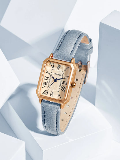 Fashion Retro Square Leather Strap Quartz Watch for Women
