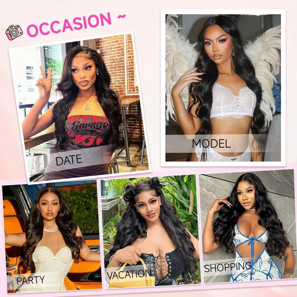42 Inch 250% Density Body Wave Lace Front Wig Black
