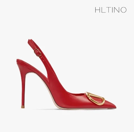 Black Slingback Sandals for Women with High Heels