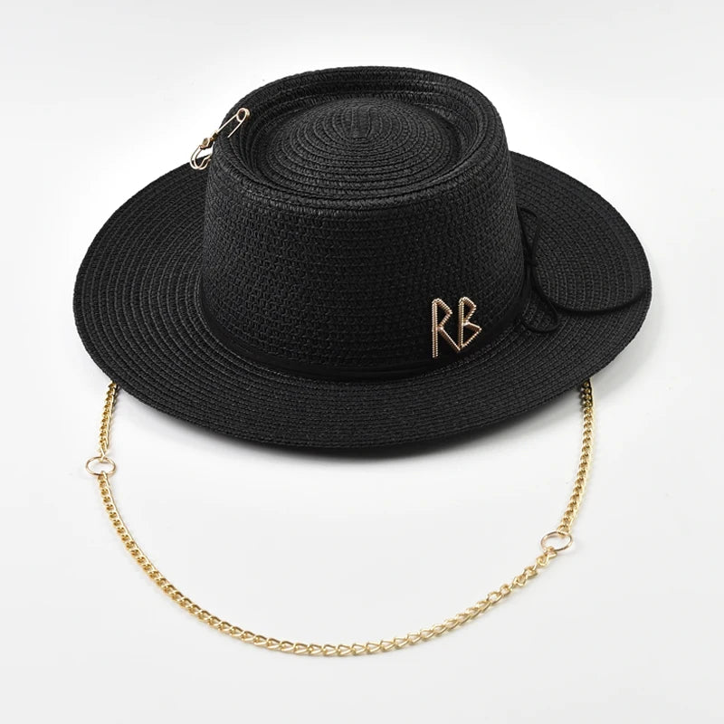 Elegant Straw Sun Hat for Women with Ribbon Decoration