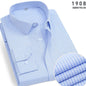Men's Striped Long-Sleeved Shirt Comfortable Cotton Blend