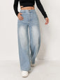 Light Blue Wide Leg Denim Jeans for Women