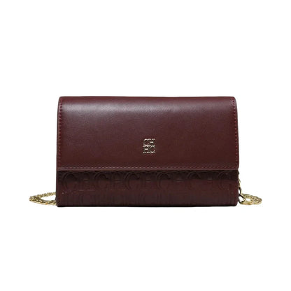 CH Women PU Leather Crossbody Bag with Metal Chain