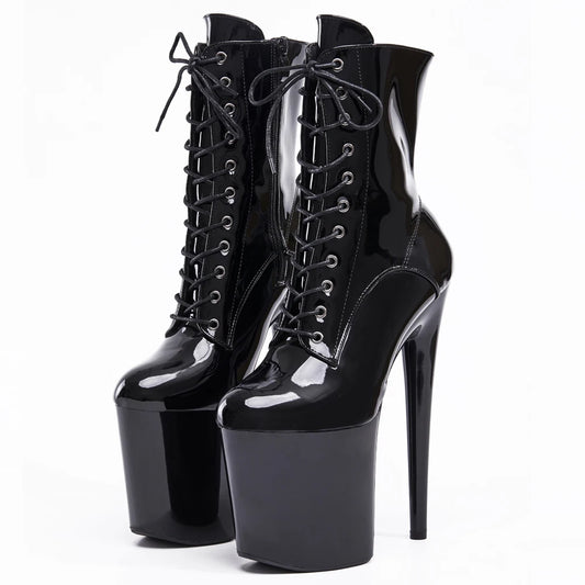 8 Inch Platform Lace Up Ankle High Dance Boots
