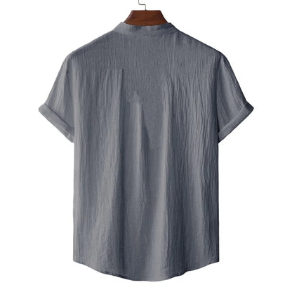 Men's Cotton Linen Short Sleeve T-Shirt Casual Beach Top