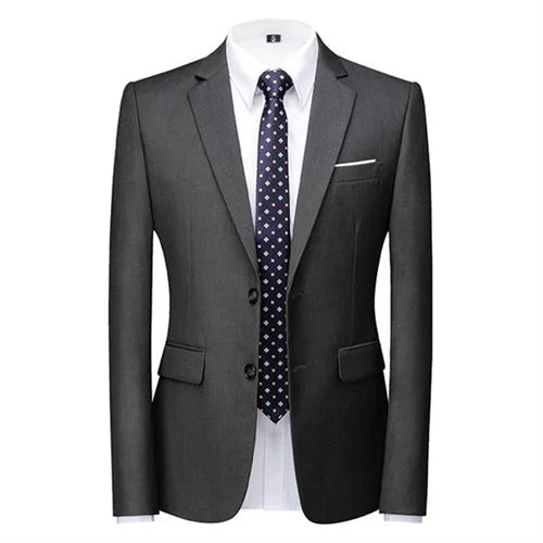 Men's Solid Color Formal Suit Jacket Slim Fit Blazer
