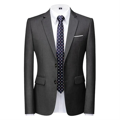 Men's Solid Color Formal Suit Jacket Slim Fit Blazer