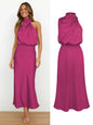 Elegant Silk Satin Sleeveless Long Dress for Women