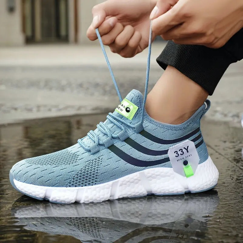 Men's Breathable Lightweight Black Running Sneakers