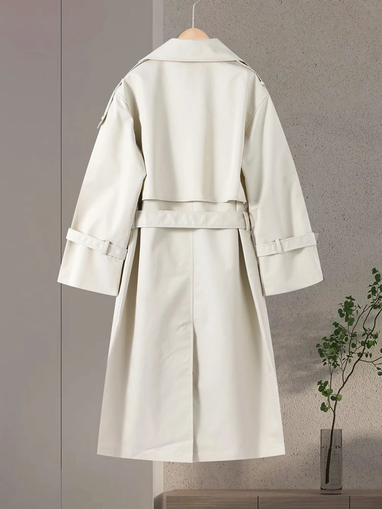 Women's Double Breasted Long Trench Coat Windbreaker