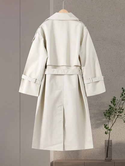 Women's Double Breasted Long Trench Coat Windbreaker