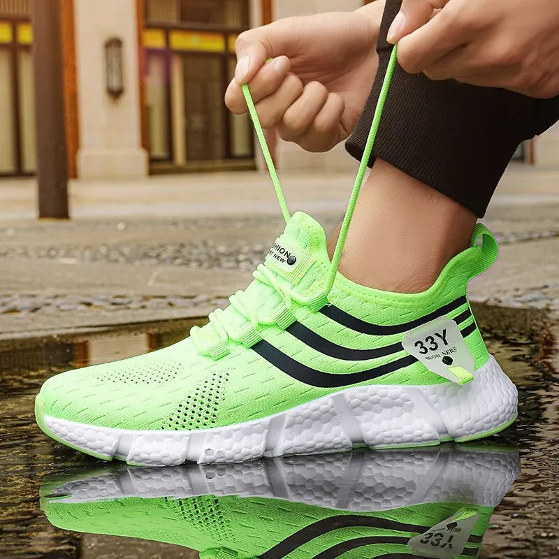 Men's Breathable Lightweight Black Running Sneakers
