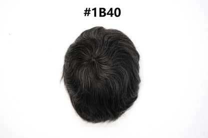 V Loop Silk Base Wavy Toupee for Men 8x10