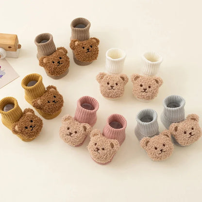 Cute Cartoon Bear Baby Socks Cotton Anti Slip Warm