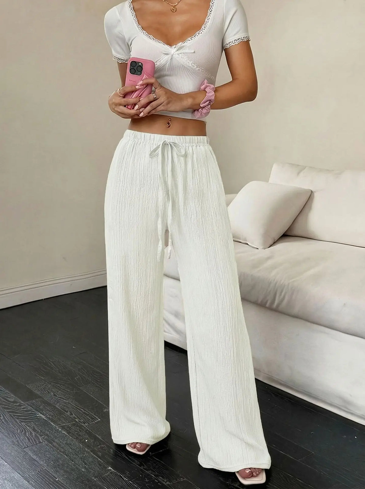 Women's Casual Solid-Color Wide-Leg Pants