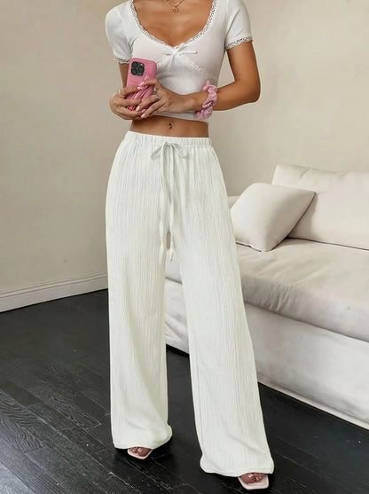 Women's Casual Solid-Color Wide-Leg Pants