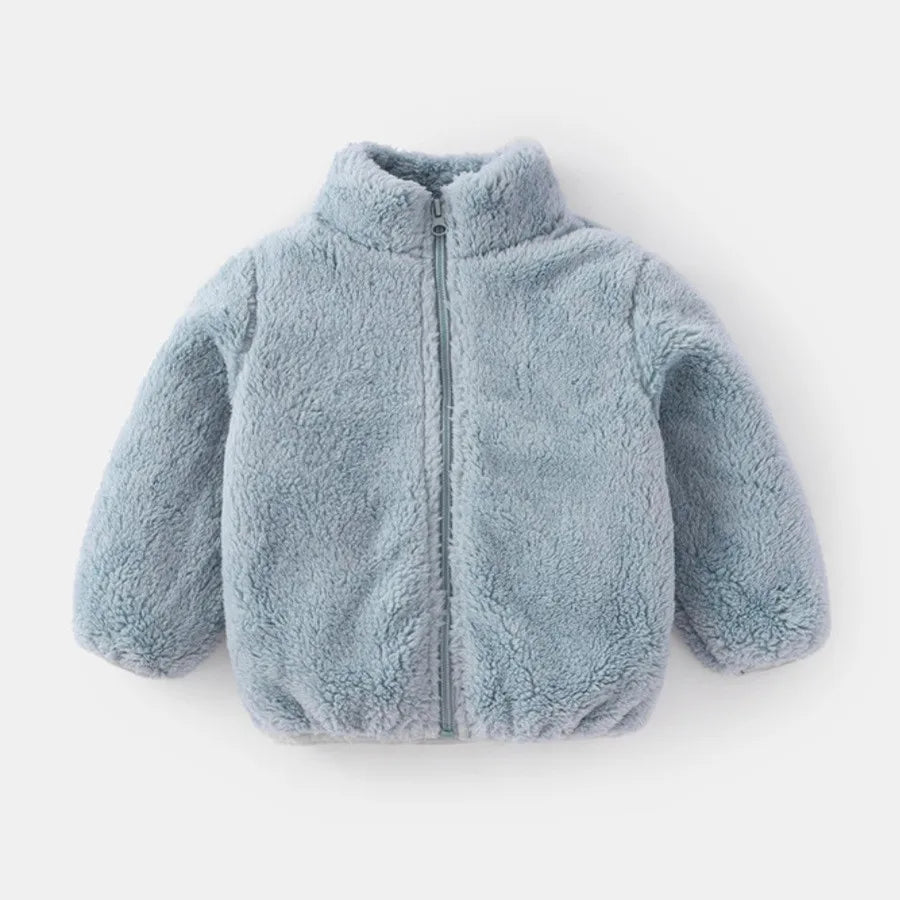 Plush Coat for Children in Solid Color