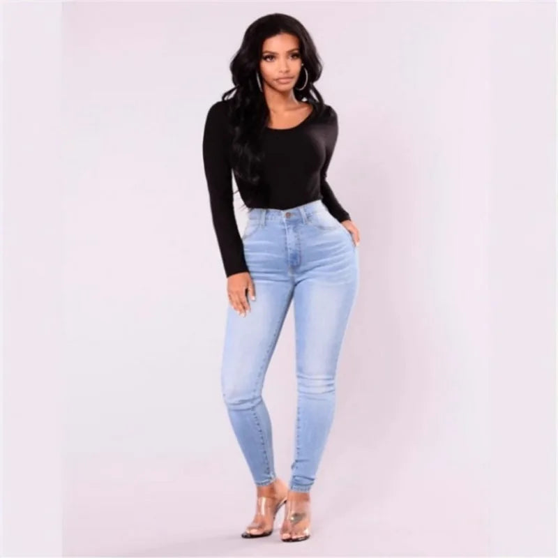 High Waist Denim Skinny Jeans for Women