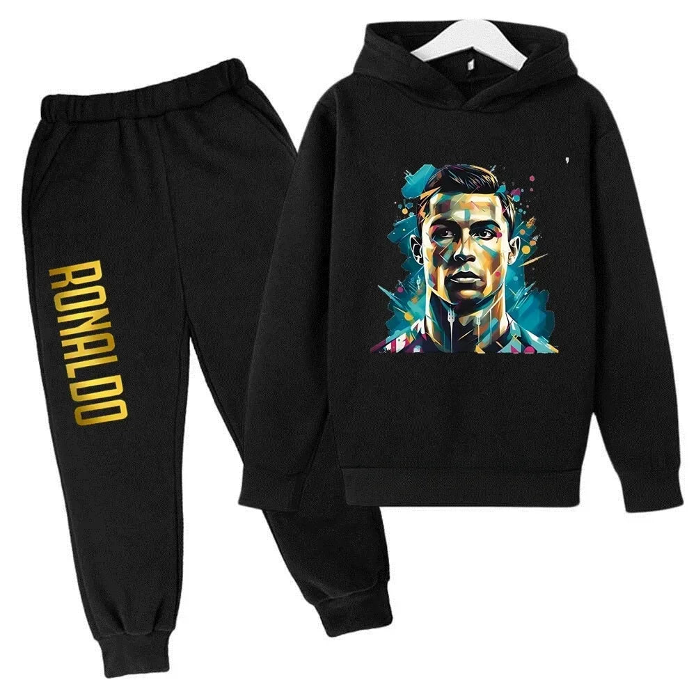 Ronaldo CR7 Print Hoodie and Pants Set for Children