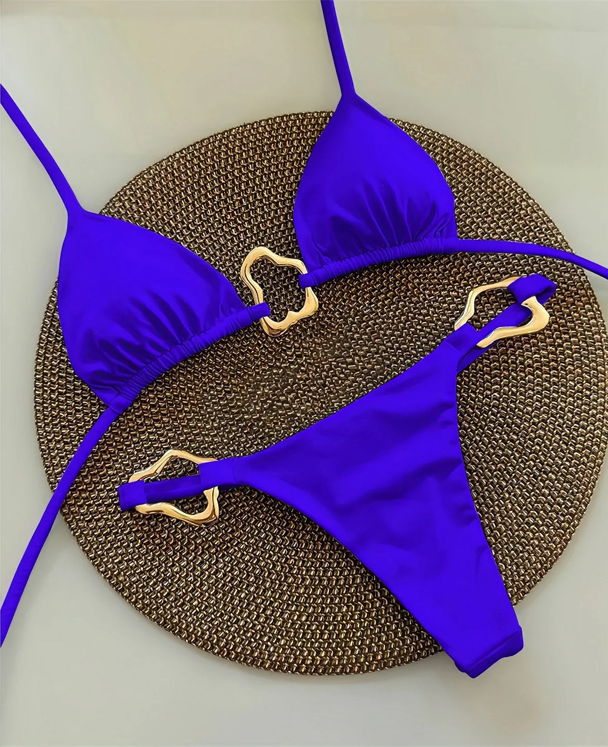 Halter Neck Micro Bikini Set Women Solid Swimwear