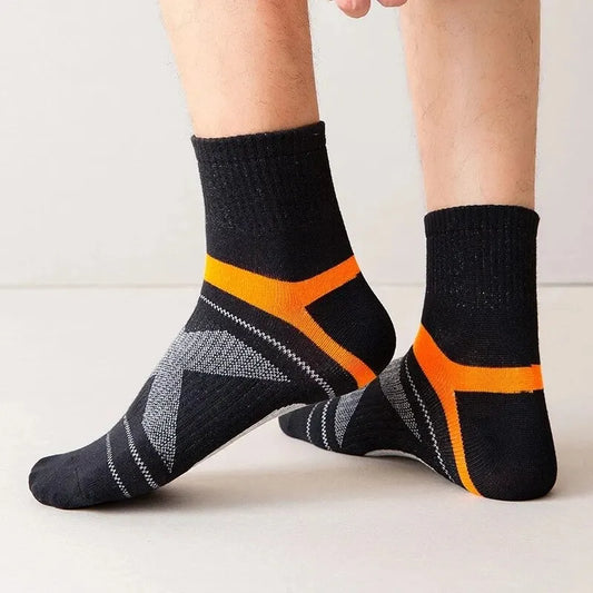 Men's Black Sports Socks - Soft Breathable Polyester