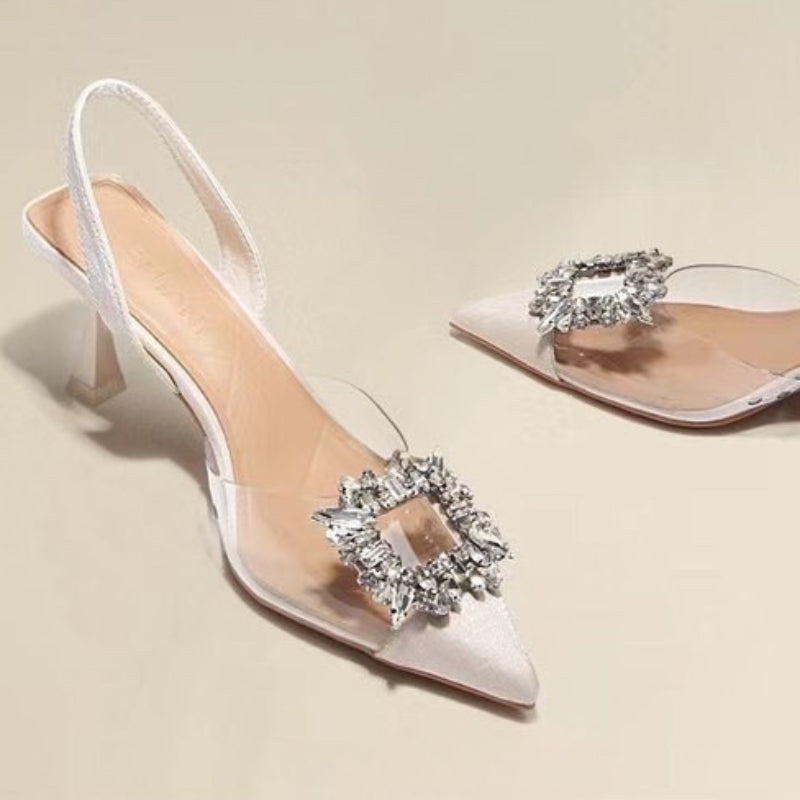 Crystal Transparent Pointed Toe High Heels for Women