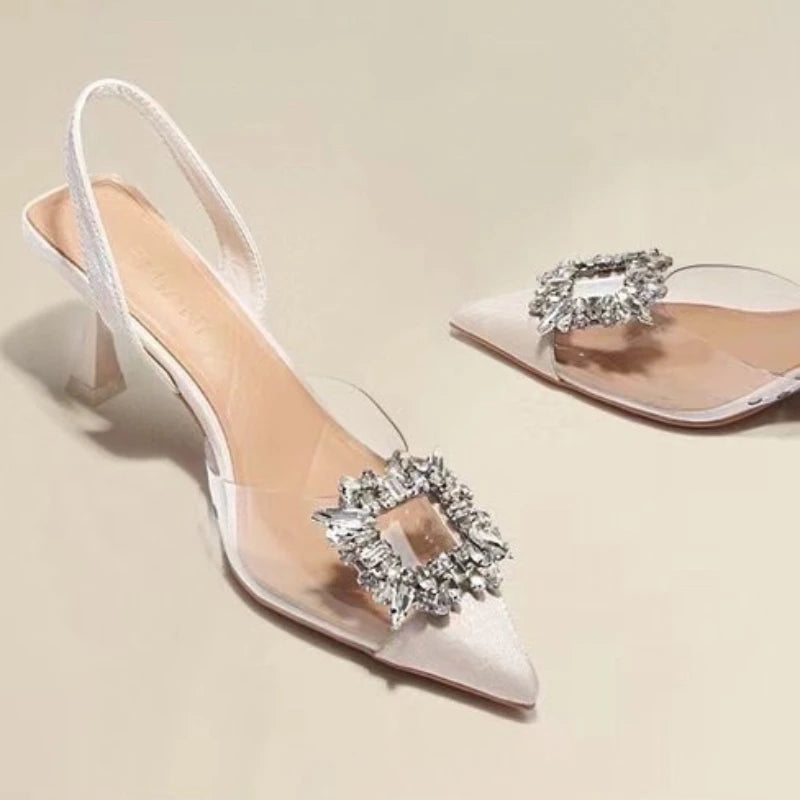 Crystal Transparent Pointed Toe High Heels for Women
