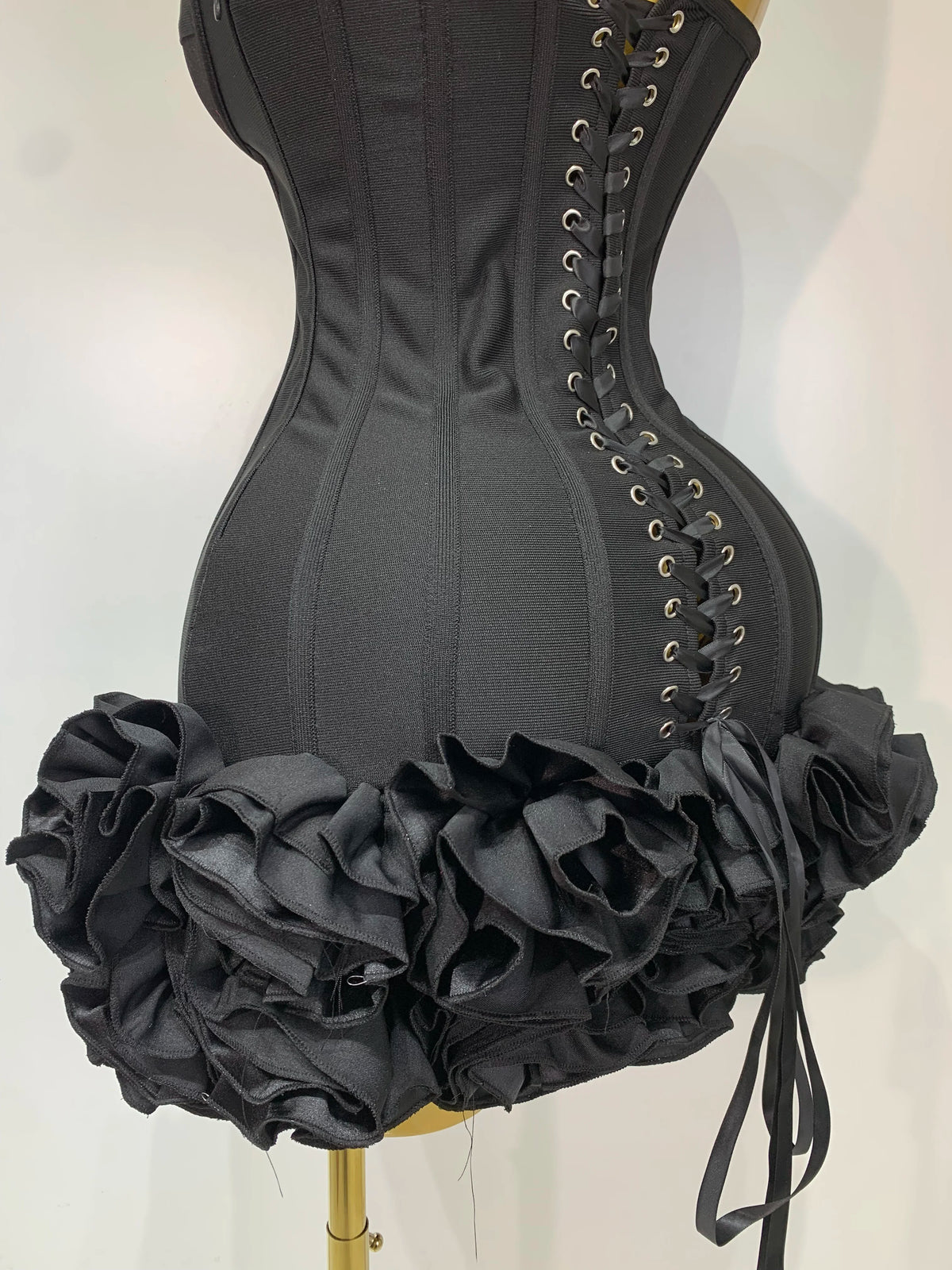 Women Strapless Backless Flower Embellished Mini Dress