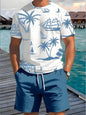 Men's Casual Hawaiian Print T-Shirt and Shorts Set