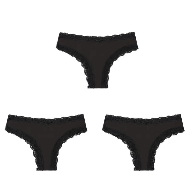 BZEL Women Lace Thong Panties Low-Waist G-String Leopard