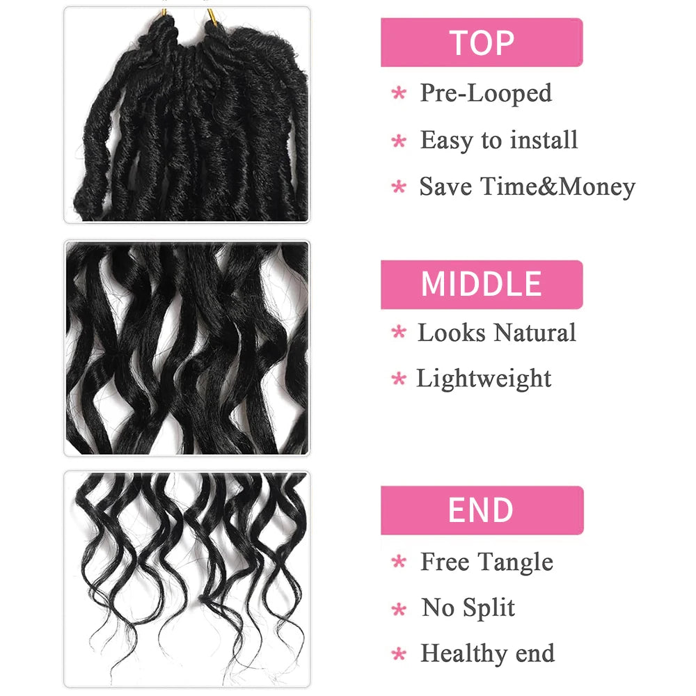 Deep Faux Locs Crochet Hair Curly Ends Synthetic