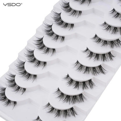 YSDO 5/10 Pairs Natural Soft Black Half Lashes