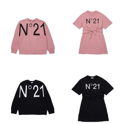 Kids Cute Print Cotton Sweatshirt Dress Set