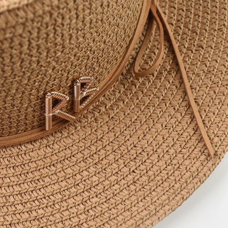 Elegant Straw Sun Hat for Women with Ribbon Decoration