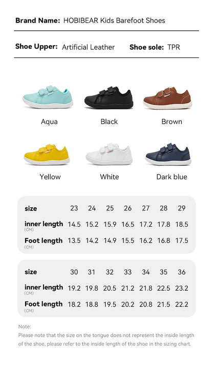 HOBIBEAR Kids Minimalist Sneakers Lightweight Hook Loop Shoes