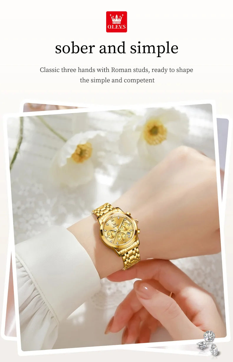 OLEVS 2858 Luxury Quartz Women Watch with Diamonds