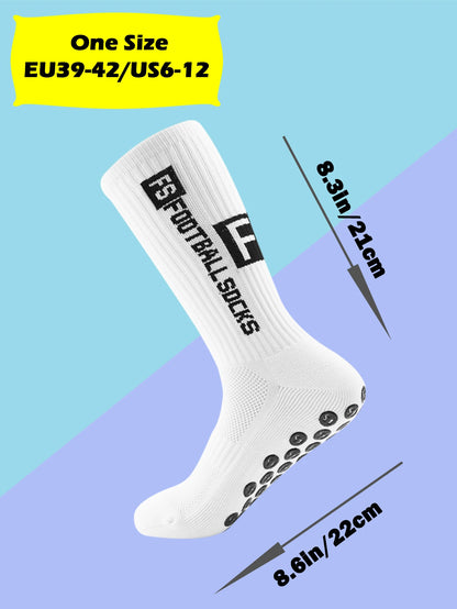 Men's Anti Slip Soccer Socks with Grippers 4 Pairs