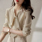 Shawl Collar Long Sleeve Blouse Women Polka Dot Cardigan