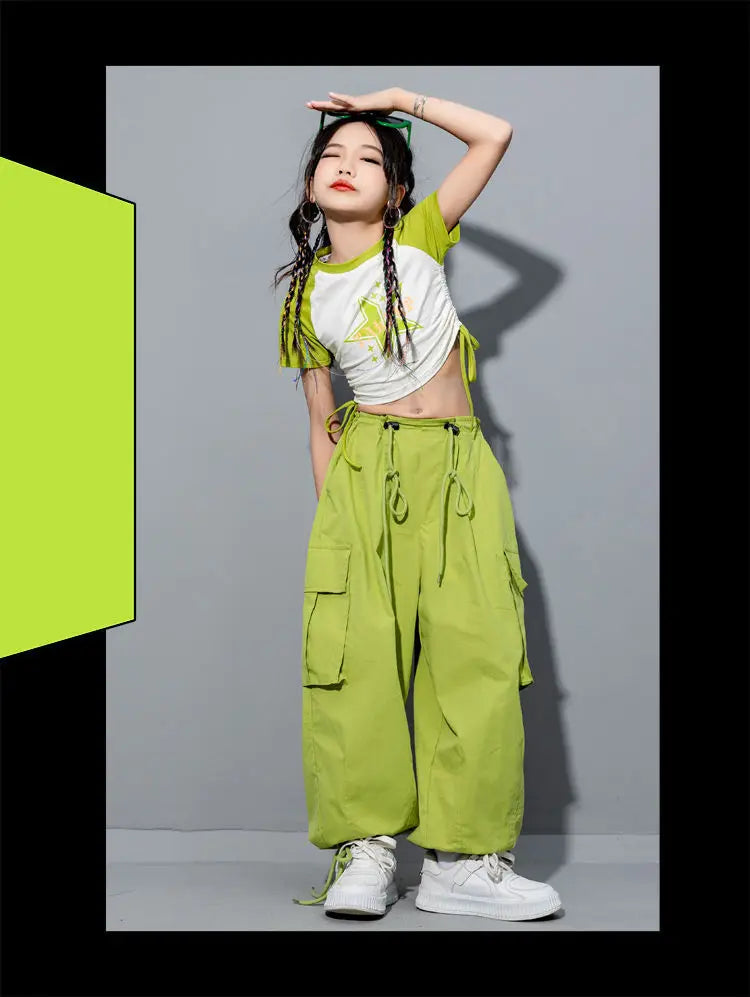 Girls Loose Cargo Pants with Belt for Daily Wear