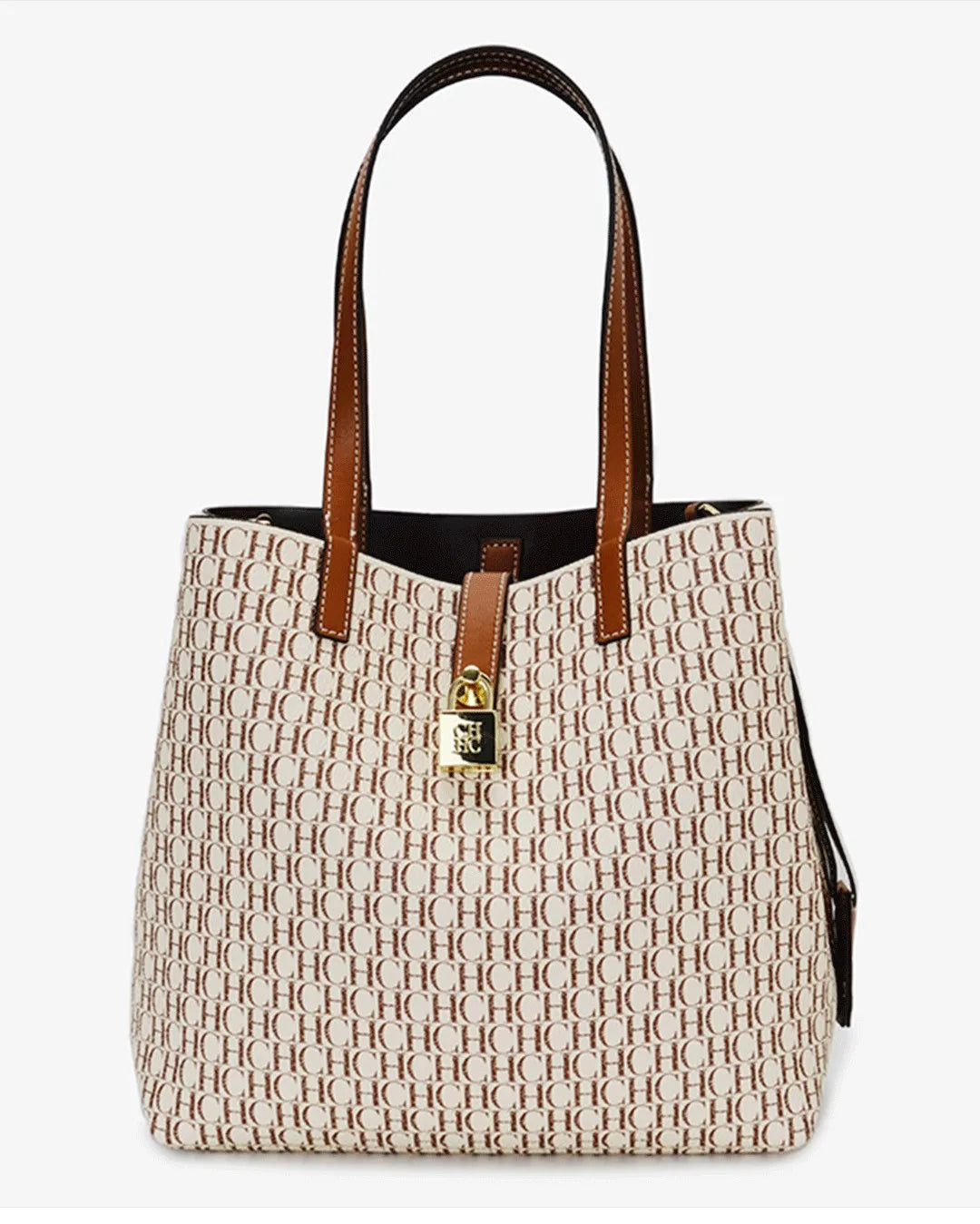 CH Women Monogram Print Shoulder Bag Large Capacity