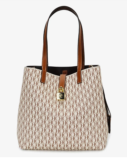 CH Women Monogram Print Shoulder Bag Large Capacity