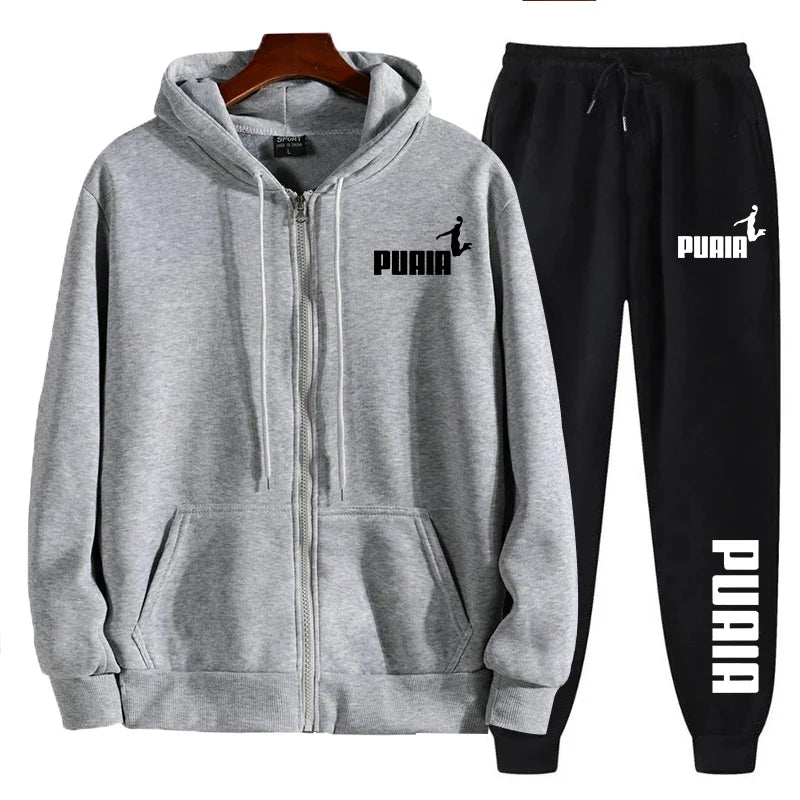 Men's Printed Hooded Sweatshirt and Pants Set